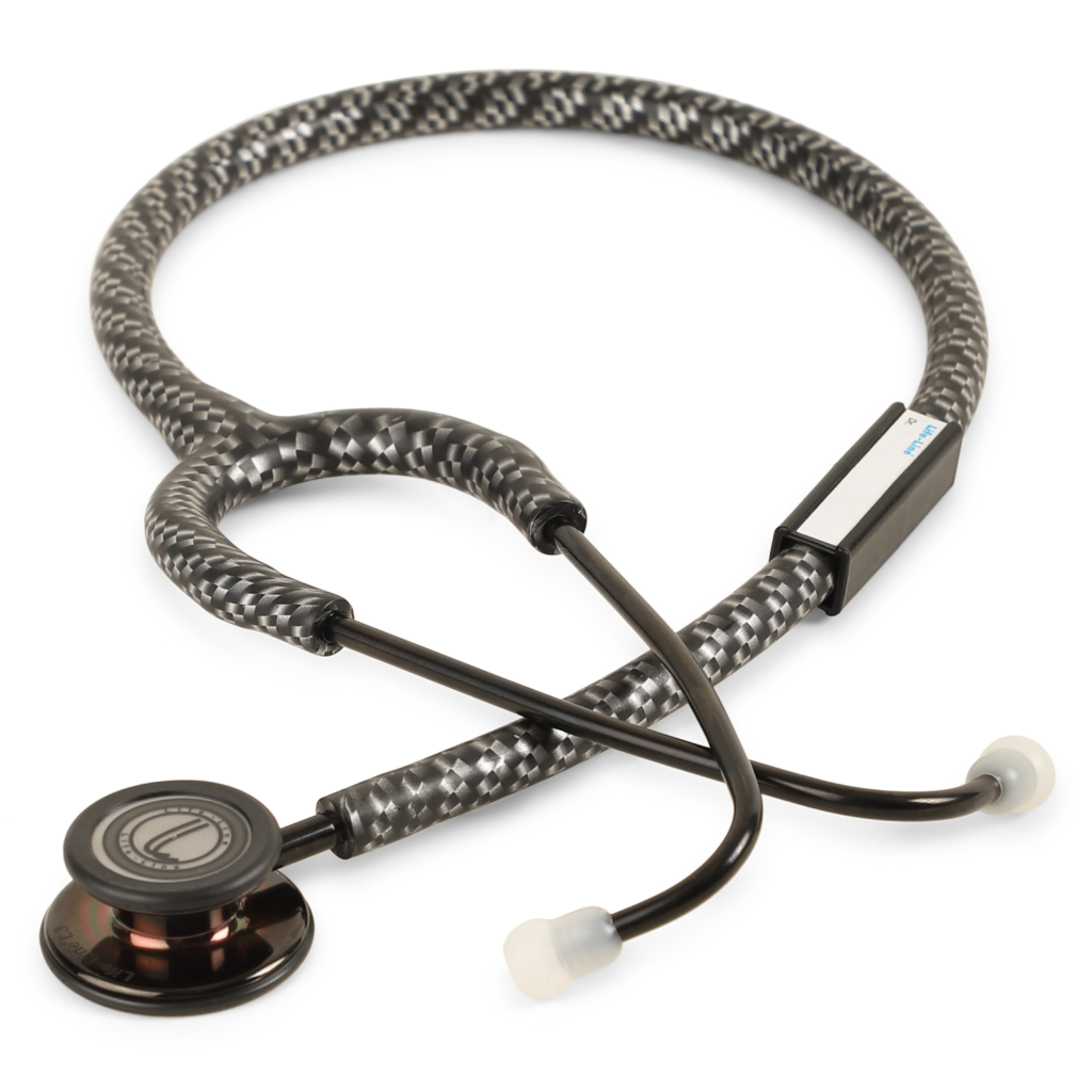 LIFE LINE 'MIDNIGHT CARBON II' Stethoscope (Black Titanium Finish) | Dual Side Diaphragm Chest Piece for Adult and Pediatric | Suitable for Doctors and Students