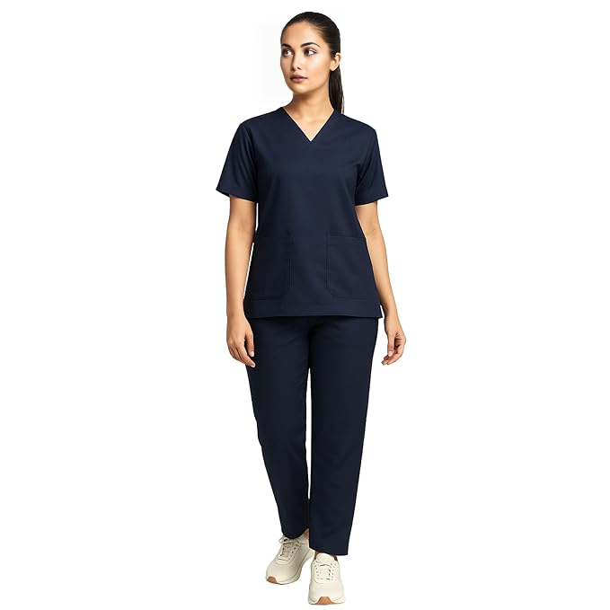 Kifzi Antimicrobial Lycra 4 Pocket Women Scrubs suit