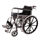 MHL 1002 AX - PU Manual Chrome Wheelchair with Attendant Brakes & Foam Upholstery