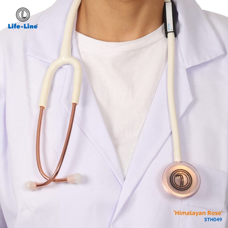 LIFE LINE 'HIMALAYAN ROSE' Stethoscope (White and Rose Gold)| Single Diaphragm Chest Piece for Adults | Suitable for Doctors and Students