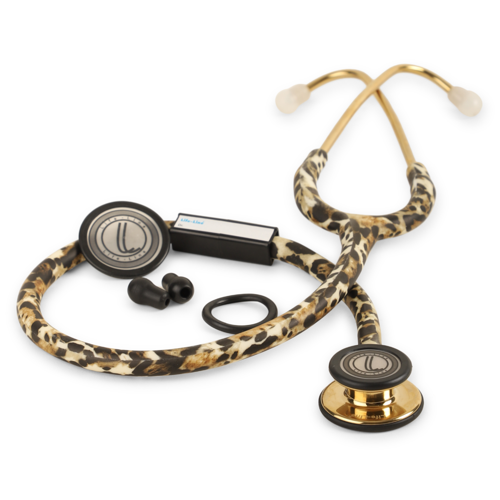 LIFE LINE 'CHEETAH GOLD II' Stethoscope (Gold Plated Finish) | Dual Side Diaphragm Chest Piece for Adult and Pediatric | Suitable for Doctors and Students