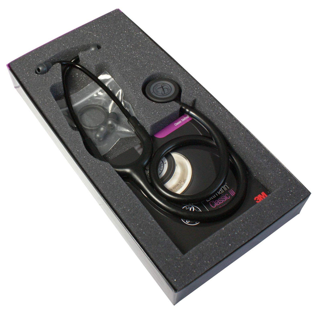3M Littmann Classic III Stethoscope Black Edition Chestpiece, Black Tube Model - 5803