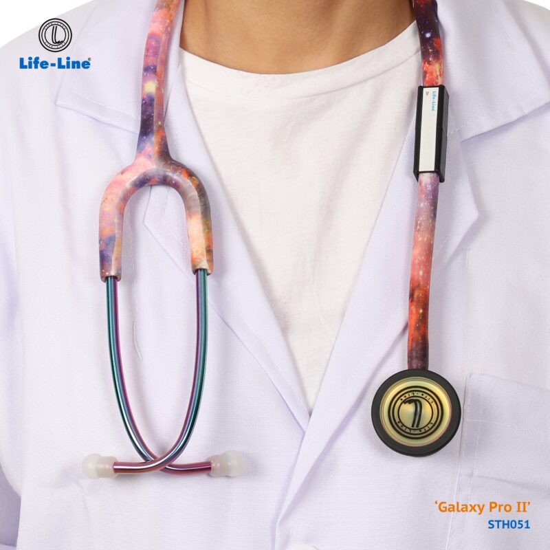 LIFE LINE 'GALAXY PRO II' Stethoscope (Rainbow Finish) | Dual Side Diaphragm Chest Piece for Adult and Pediatric | Suitable for Doctors and Students