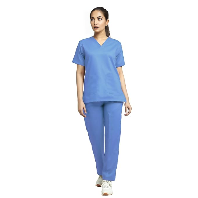 Kifzi Antimicrobial Lycra 4 Pocket Women Scrubs suit
