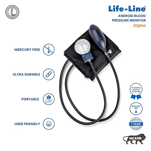 LIFE LINE Alpha (Dx.) Aneroid Dial Type Sphygmomanometer, Accurate Measurement BPMB036