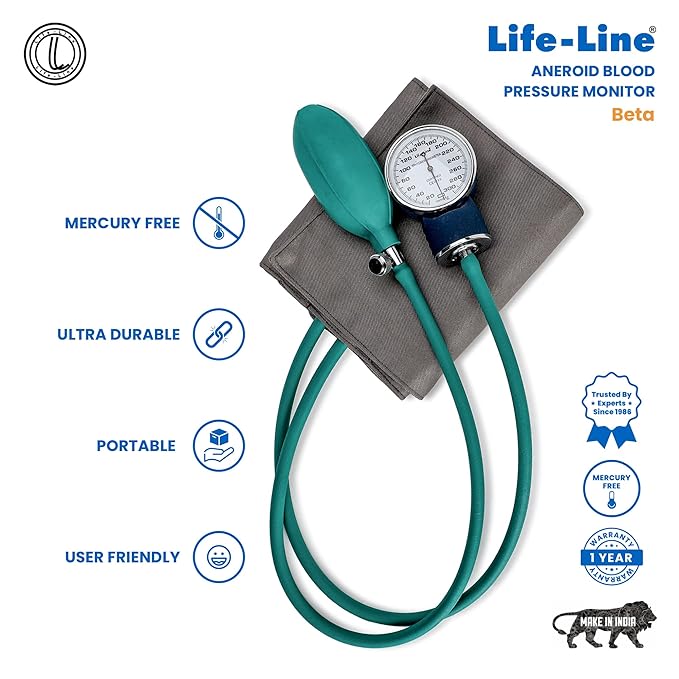 LIFE LINE Beta Aneroid Dial Type Sphygmomanometer offers accurate measurements and superior build quality.
