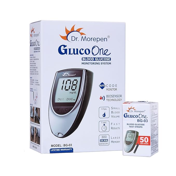 Dr. Morepen GlucoOne Blood Glucose Monitor with 50 Strips (Model-BG 03 )