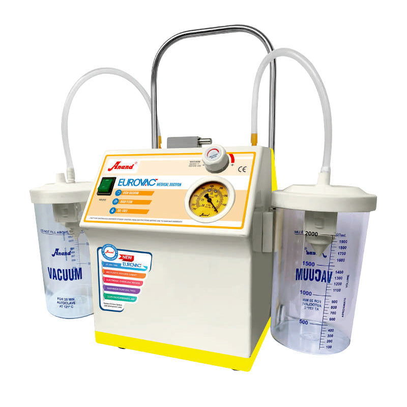 Anand Portable Suction- Oil Free Diaphagm Pump and electronic cut off sensor, SS Handle & 1 more sensor and Tubing (Model- EUROVAC ADVANCE)