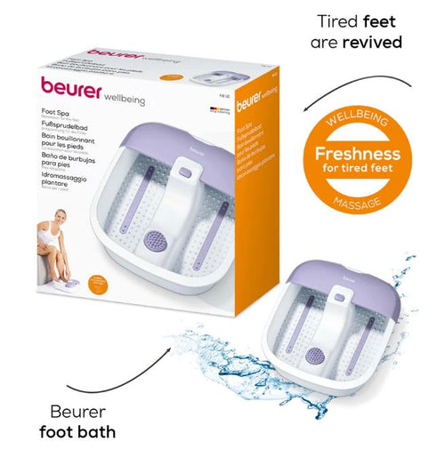 Beurer FB 12 Footbath Massager with 3 Functions: Vibration Massage, Bubble Massage, Water Tempering