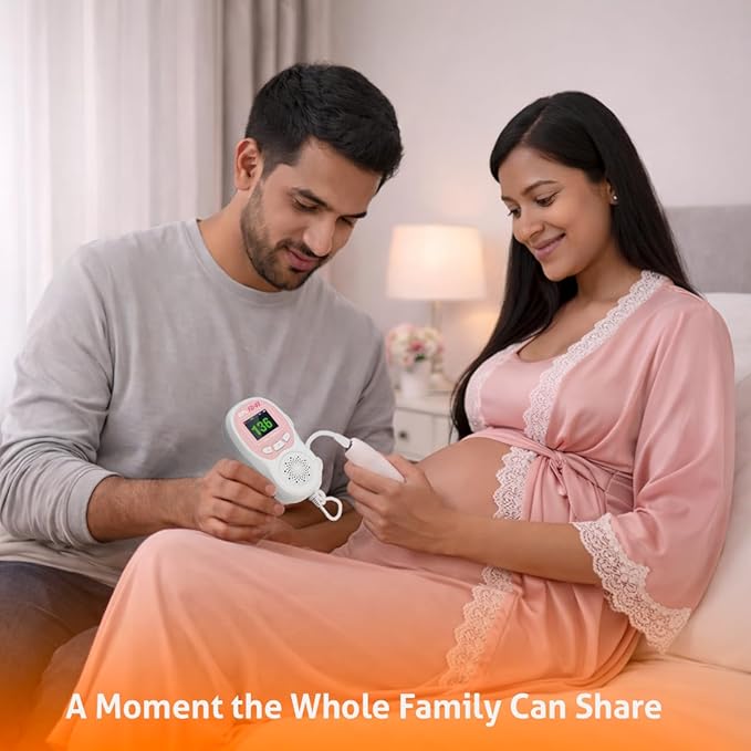 BPL Medical Technologies FD-03 Fetal Doppler Smart Noise Reduction & Heartbeat Detection Machine with in-Built Speaker for Home and Clinic Use - Pink & White