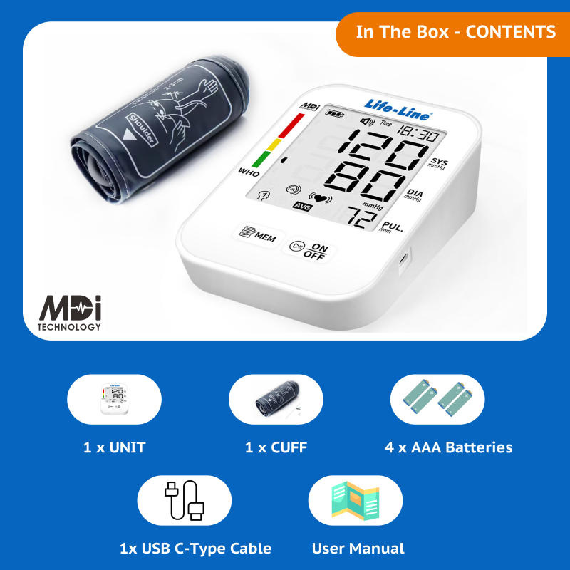 Life-Line L-2 Digital Fully Automatic Blood Pressure Monitor with MDI Technology (Large Display, Backlight & C-Type Port)