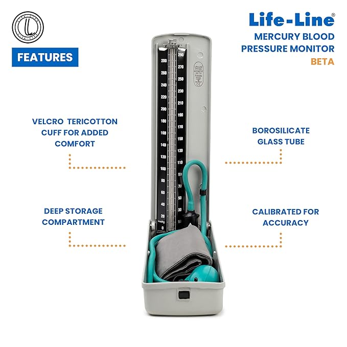Life-Line Beta Mercurial Blood Pressure Monitor | Mercury Sphygmomanometer  BPMB028