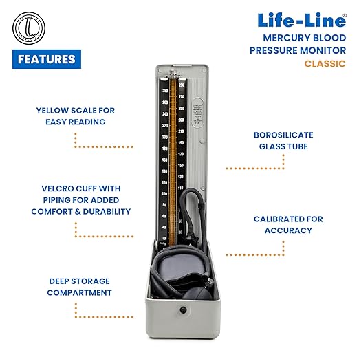 Life-Line Classic Mercurial Blood Pressure Monitor | Mercury Sphygmomanometer  BPMB025