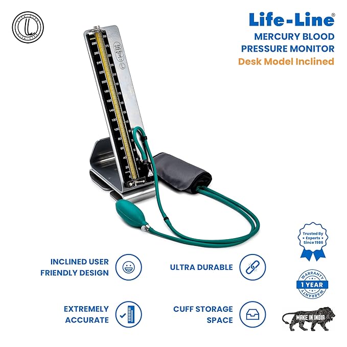 Life-Line Mercurial Blood Pressure Monitor Desk Model Inclined | Sphygmomanometer Mercury BPMB031