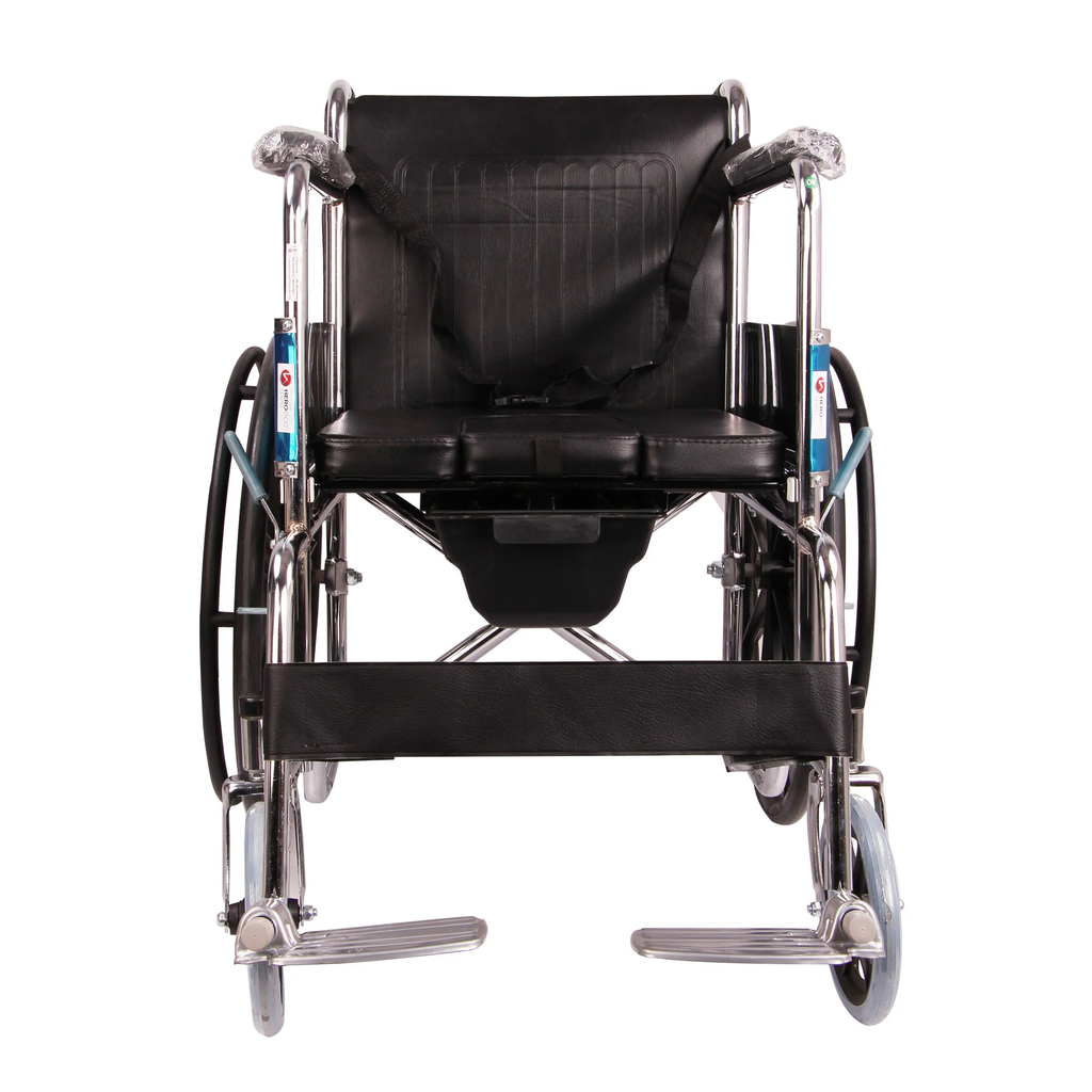 Hero Eco Med - Mediva MHL 1002-C Eva Chrome Finish Commode Wheelchair with Mag Wheels and Eva Tyres