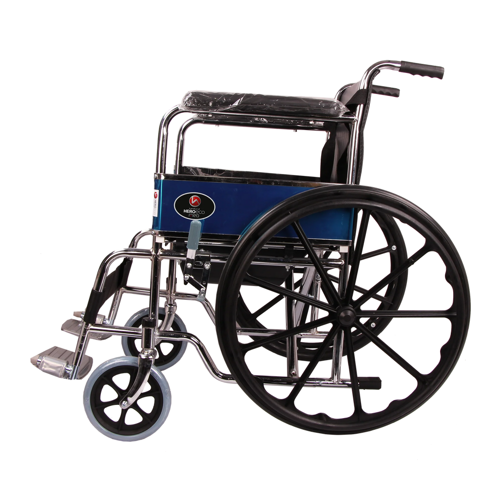 Hero Eco Med - Mediva MHL 1002-C Eva Chrome Finish Commode Wheelchair with Mag Wheels and Eva Tyres