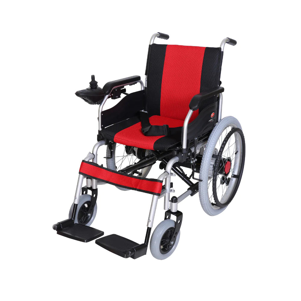 Hero MHL 1007-S (LFP) Foldable Electric Wheelchair with Spoke Wheels and wide tyres (Lithium Battery)