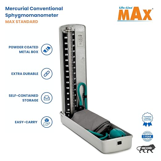 LIFE LINE MAX STANDARD Portable Mercurial Blood Pressure Monitor Accurate Measurements | Superior Build Quality BPMB043