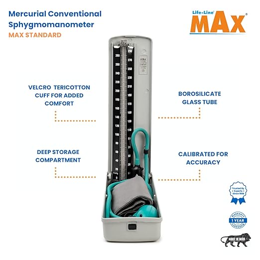 LIFE LINE MAX STANDARD Portable Mercurial Blood Pressure Monitor Accurate Measurements | Superior Build Quality BPMB043