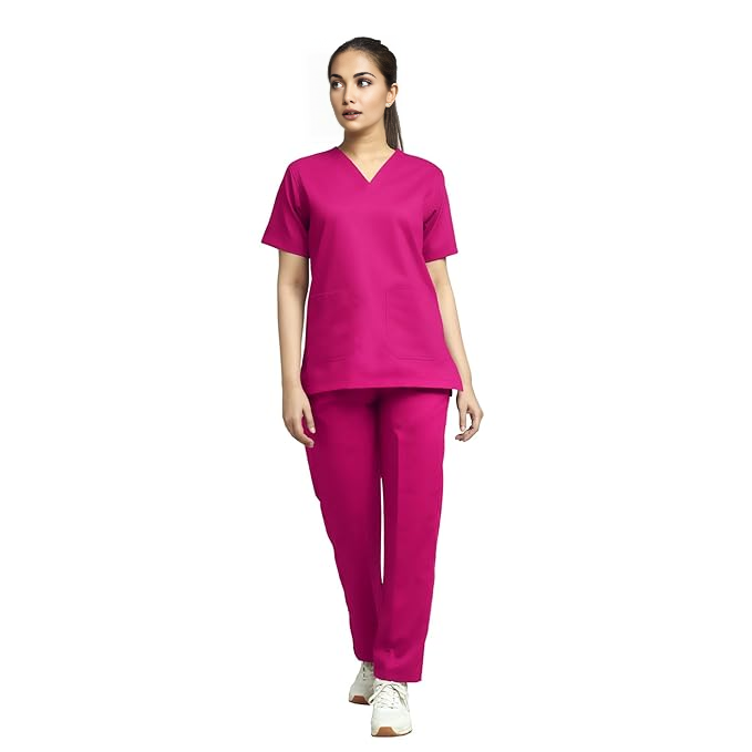 Kifzi Antimicrobial Lycra 4 Pocket Women Scrubs suit