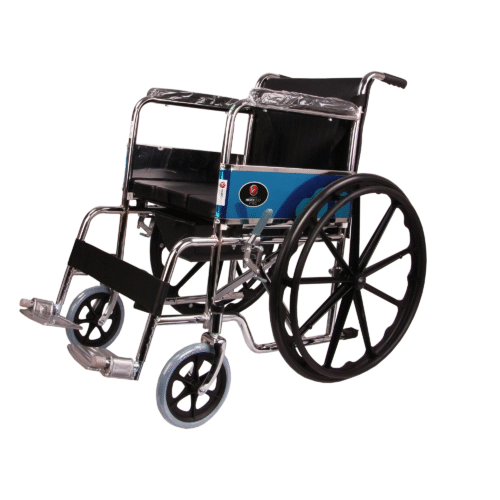 Hero Eco Med - Mediva MHL 1002-C Eva Chrome Finish Commode Wheelchair with Mag Wheels and Eva Tyres