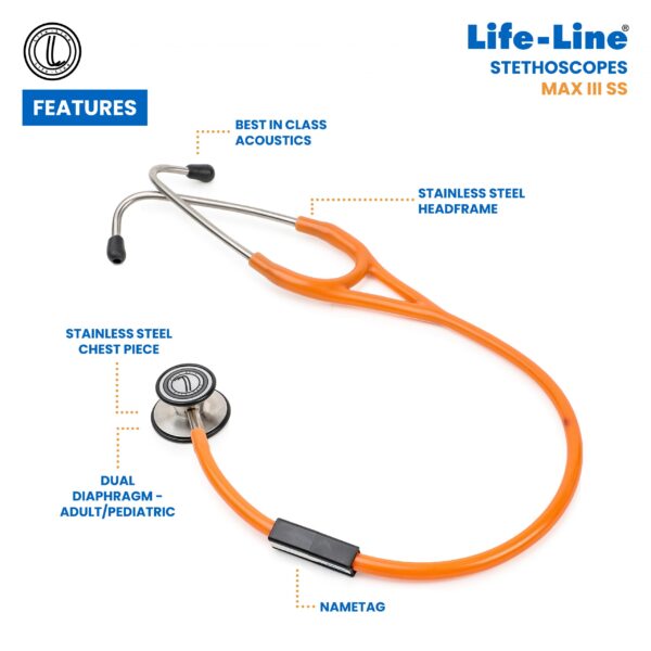 Orange Life-Line Stethoscope Max 3 SS