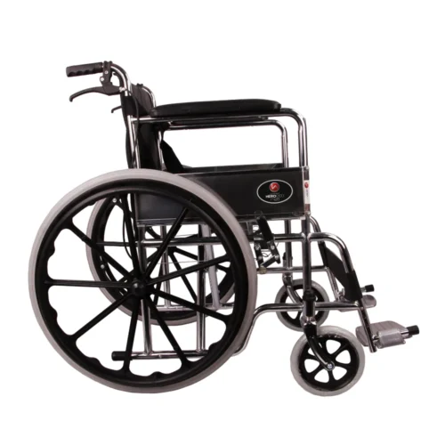 MHL 1002 AX - PU Manual Chrome Wheelchair with Attendant Brakes & Foam Upholstery