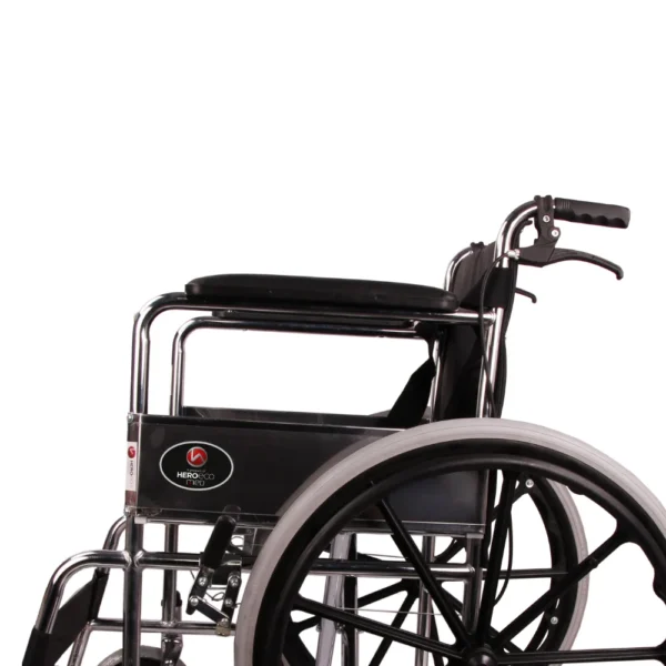 MHL 1002 AX - PU Manual Chrome Wheelchair with Attendant Brakes & Foam Upholstery