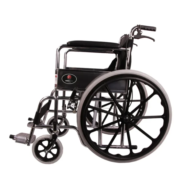 MHL 1002 AX - PU Manual Chrome Wheelchair with Attendant Brakes & Foam Upholstery