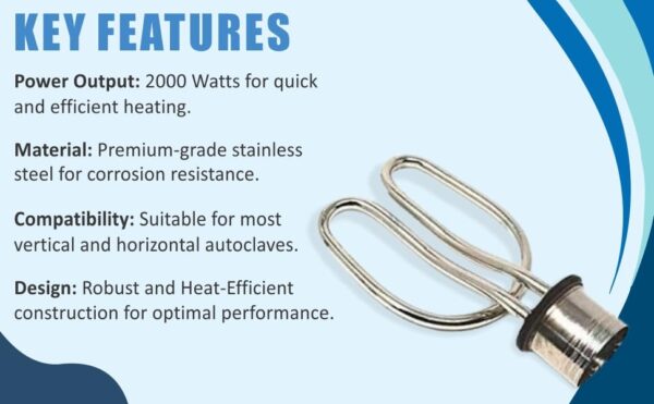 511LwGuJRDL Autoclave Heating Element Stainless Steel 2KW - Pack of 1
