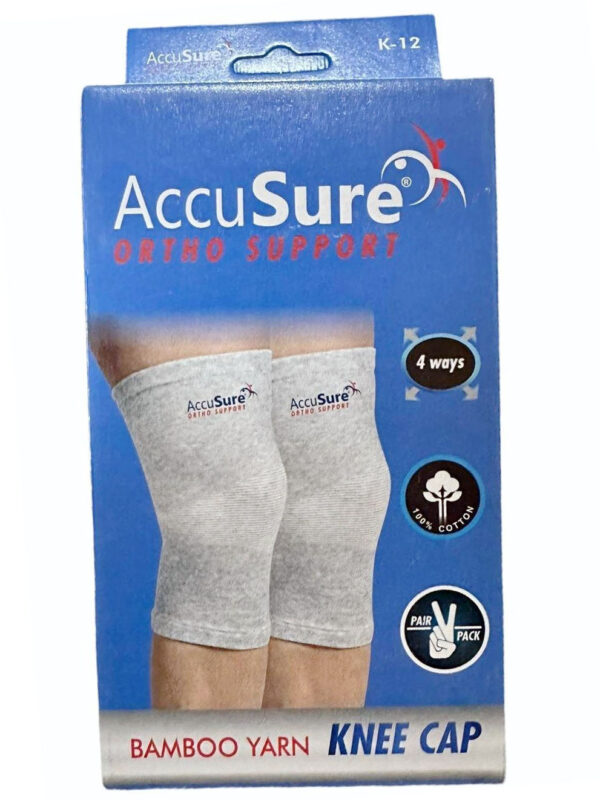 AccuSure Bamboo Yarn Orthopedic Knee Support Cap Brace Sleeves Pair