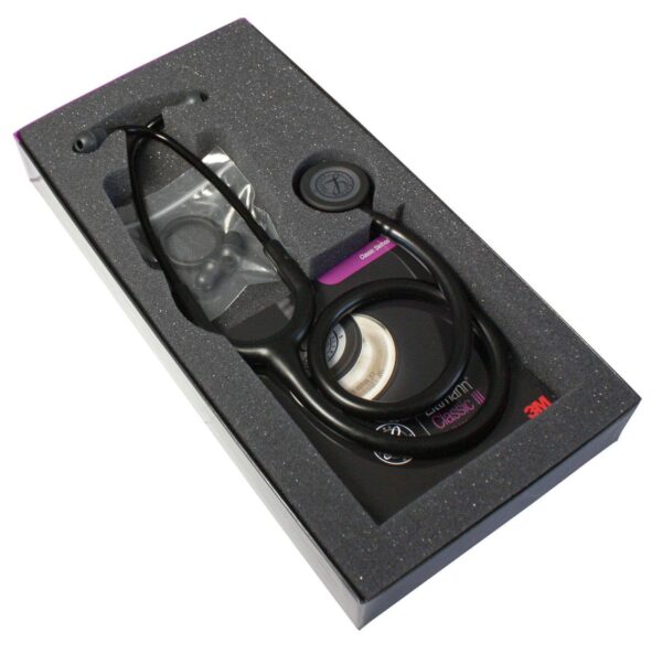 3M Littmann Classic III Stethoscope Black Edition Chestpiece, Black Tube Model - 5803